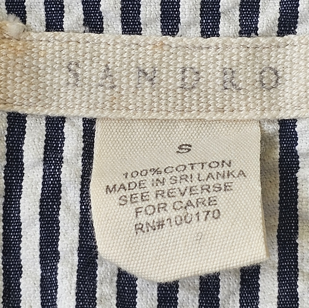Sandro Seersucker Stripe Summer Blazer Womens Size S 100% Cotton Preppy Academia - Picture 15 of 15